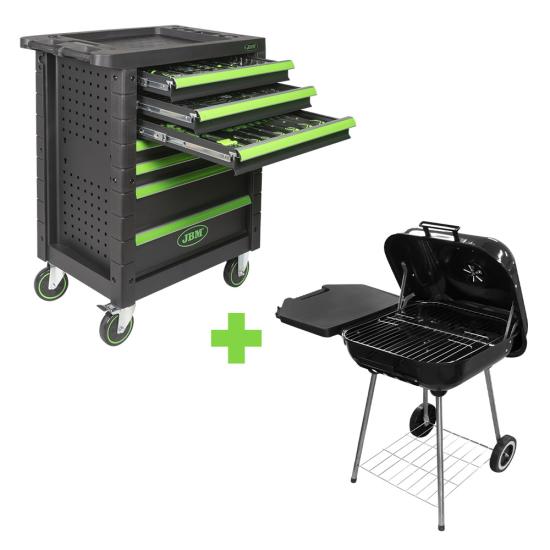 PROMO 7 DRAWER CABINET - GREEN VERDE 53904 + KETTLE BBQ GRILL  53931