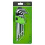 9 PIECES LONG HEX. KEY SET WITH ROUND TIP