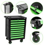 9 DRAWER TOOL TROLLEY WITH ORGANIZERS - GREEN