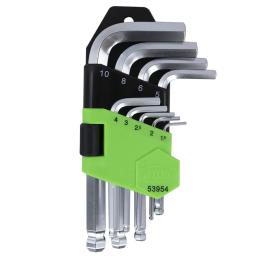 9 PIECES SHORT HEX. KEY SET WITH ROUND TIP