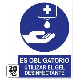 20PCS POSTER PACK "IT IS MANDATORY THE USE OF DISINFECTANT GEL"