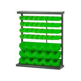 VERTICAL BIN RACK STORAGE WITH 47 COMPARTMENTS