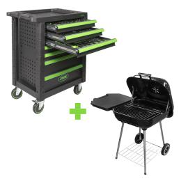 PROMO 7 DRAWER CABINET - GREEN VERDE 53904 + KETTLE BBQ GRILL  53931