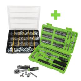 SERIE 367: SOCKETS AND BITS SET 53953 + CASE OF SCREWS 51804